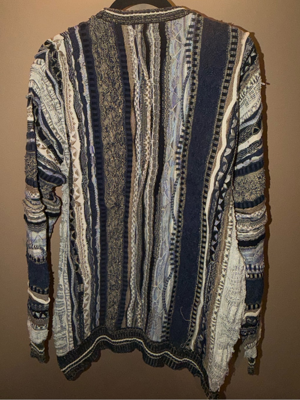 Bachrach Navy and Cream Striped Crewneck Sweater - Picture 2 of 3